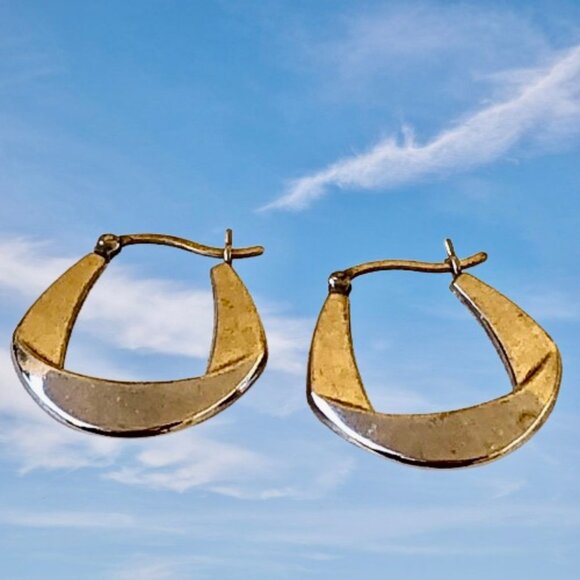 Sterling Silver Lever-Back Earrings Hoop Unique Contemporary Shape - Picture 12 of 12